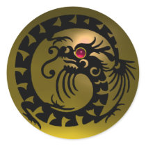 SNAKE  DRAGON , black , yellow topaz,red ruby Sticker