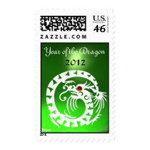 SNAKE DRAGON ,White, Green Emerald Postage