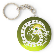 SNAKE DRAGON,white, green emerald,yellow topaz Keychain