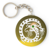SNAKE DRAGON,white, green emerald,yellow topaz Key Chain