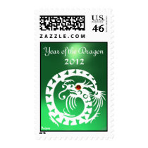 SNAKE DRAGON ,White, Green Jade Stamp