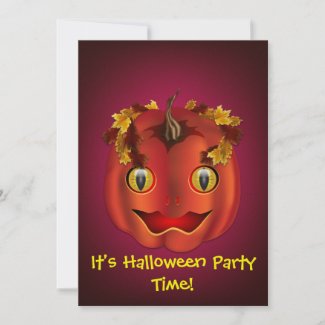 Snake-Eyed Jack-O-Lantern Halloween Personalized Invites
