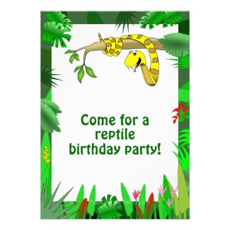 Snake in Tree Custom Reptile Birthday Invitations