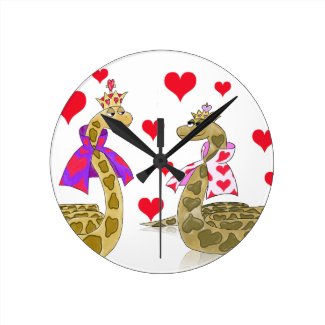 Snake King and Queen of Hearts Clock