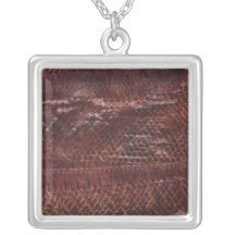 Snake Leather Pattern Sterling Silver Necklace