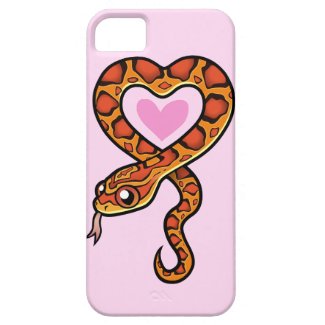 Cartoon Corn Snake iPhone 5 Case Cute Cartoon Corn Snake Love Heart iPhone 5 Case