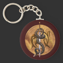 Snake on a Sword keychains