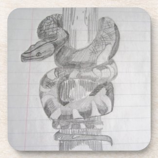 Snake Pencil Drawing Coaster