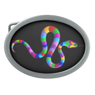 Snake Psychedelic Rainbow Belt Buckle