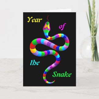 Snake Psychedelic Rainbow greeting card