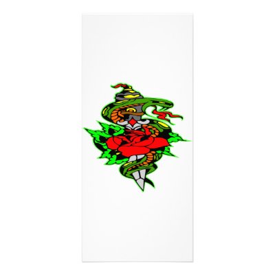 Snake Rose Dagger Tattoo Customized Rack Card by Mustang Lady