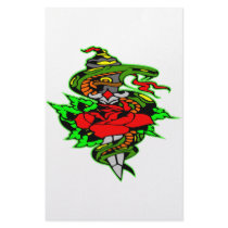 Snake Rose Dagger Tattoo stationery