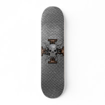 Snake Skin Board with Chrome Skull Wooden Cross skateboards