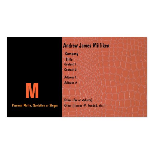 Snake Skin Coral with Initial Business Card Templates