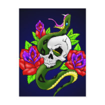 Snake, Skull and Roses Postcards