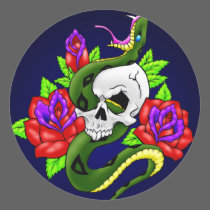 Snake Skull and Roses stickers