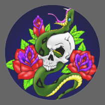 Snake Skull and Roses stickers