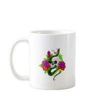Snake, Skull, and Skull mugs