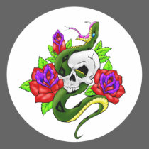 Snake, Skull, and Skull stickers