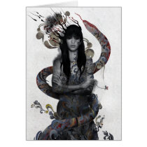Snake Woman Greeting Cards