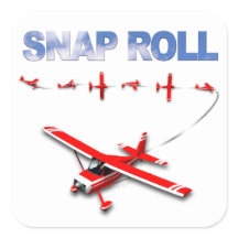 Aerobatic Aircraft on Snap Roll Aerobatic Maneuver With Red Airplane Square Sticker