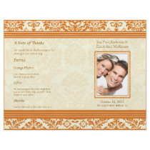 Snapdragon Coral Vintage Damask Wedding Program Personalized Flyer