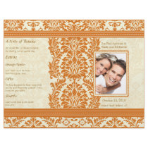 Snapdragon Coral Vintage Damask Wedding Program Flyers
