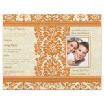 Snapdragon Coral Vintage Damask Wedding Program flyers
