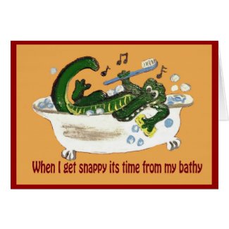 Snappy Crocodile taking a Bath Card