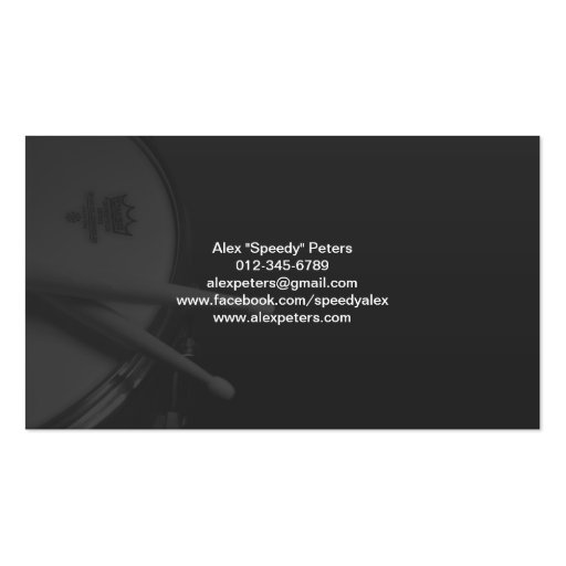 Snare and Tom Ochre Drummer Business Card (back side)