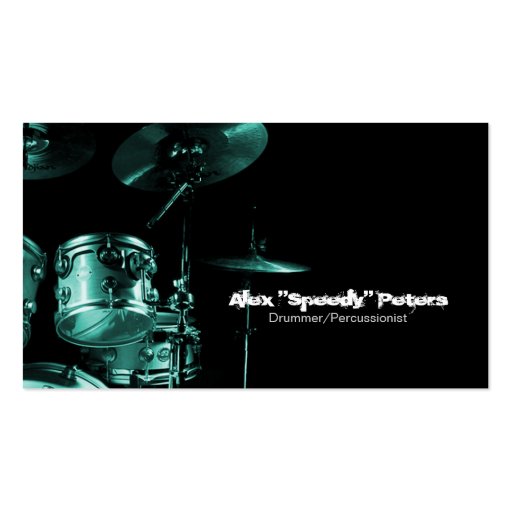 Snare and Tom Turquoise Drummer Business Card (front side)