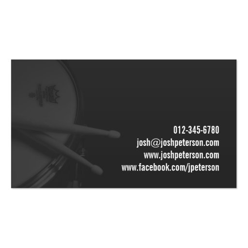 Snare Drum Blue Drummer Musician Business Card (back side)