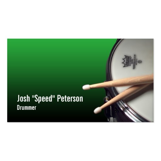 Snare Drum Green Drummer Musician Business Card (front side)