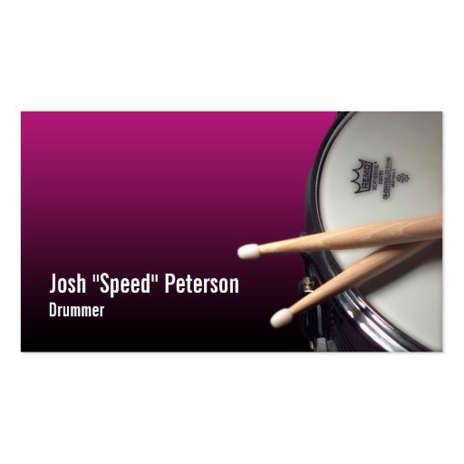 Snare Drum Purple Drummer Musician Business Card (front side)