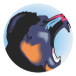 snarling baboon design round stickers