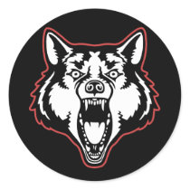 Snarling Wolf Round Sticker