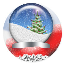 Snata Snowglobe Personalizable Holiday Cards Seals stickers