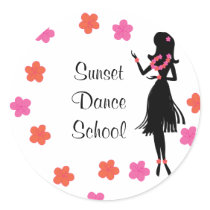 Snazzy Hula Dancer Round Stickers