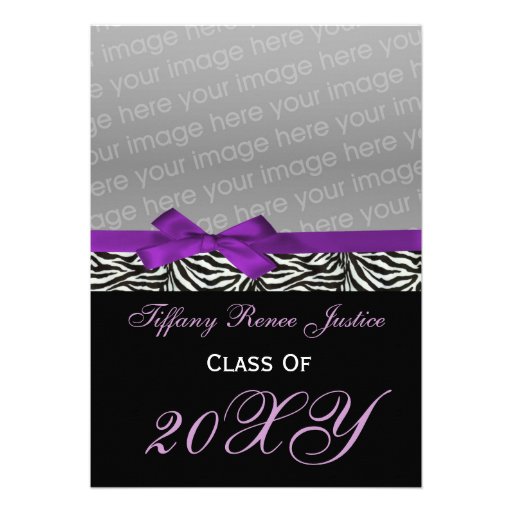 snazzy purple Graduation photo Invitation