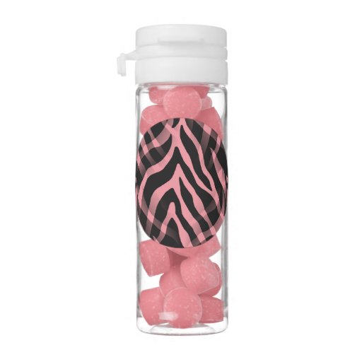 Snazzy Strawberry Pink Zebra Stripes Print Chewing Gum Favors Zazzle