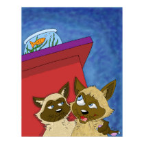 Sneaky Scheming Siamese Cats Poster posters