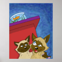 Sneaky Scheming Siamese Cats Poster