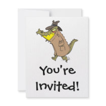 sneaky thug croc crocodile cartoon character personalized invitation
