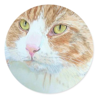 Snickers the Cat Round Stickers by mozache