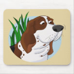 Sniffing Basset Hound Cartoon Mousepads