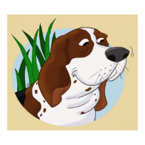 Sniffing Basset Hound Poster Print by doggydoodles Sniffing Basset Hound Poster Print