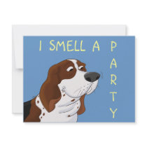 Sniffing Cartoon Basset Hound invitations