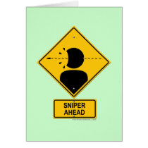 Sniper Ahead Warning Sign (Head Shot) cards by thefrozenduck Sniper Ahead Warning Sign (Head Shot) cards