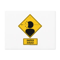 Sniper Ahead Warning Sign (Head Shot) Post Card