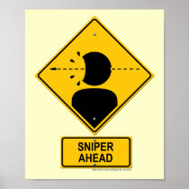 Sniper Ahead Warning Sign (Head Shot) Print